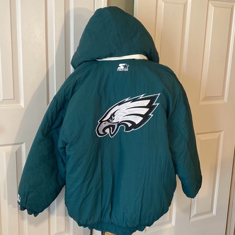 STARTER Teal Puffer Jacket with Eagle Logo